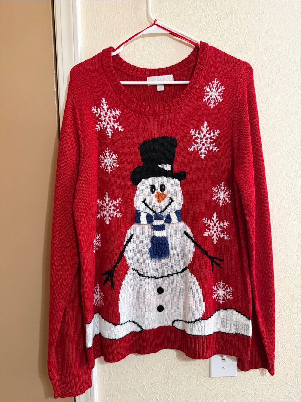 Carolyn Taylor Red Snowman Crewneck Sweater